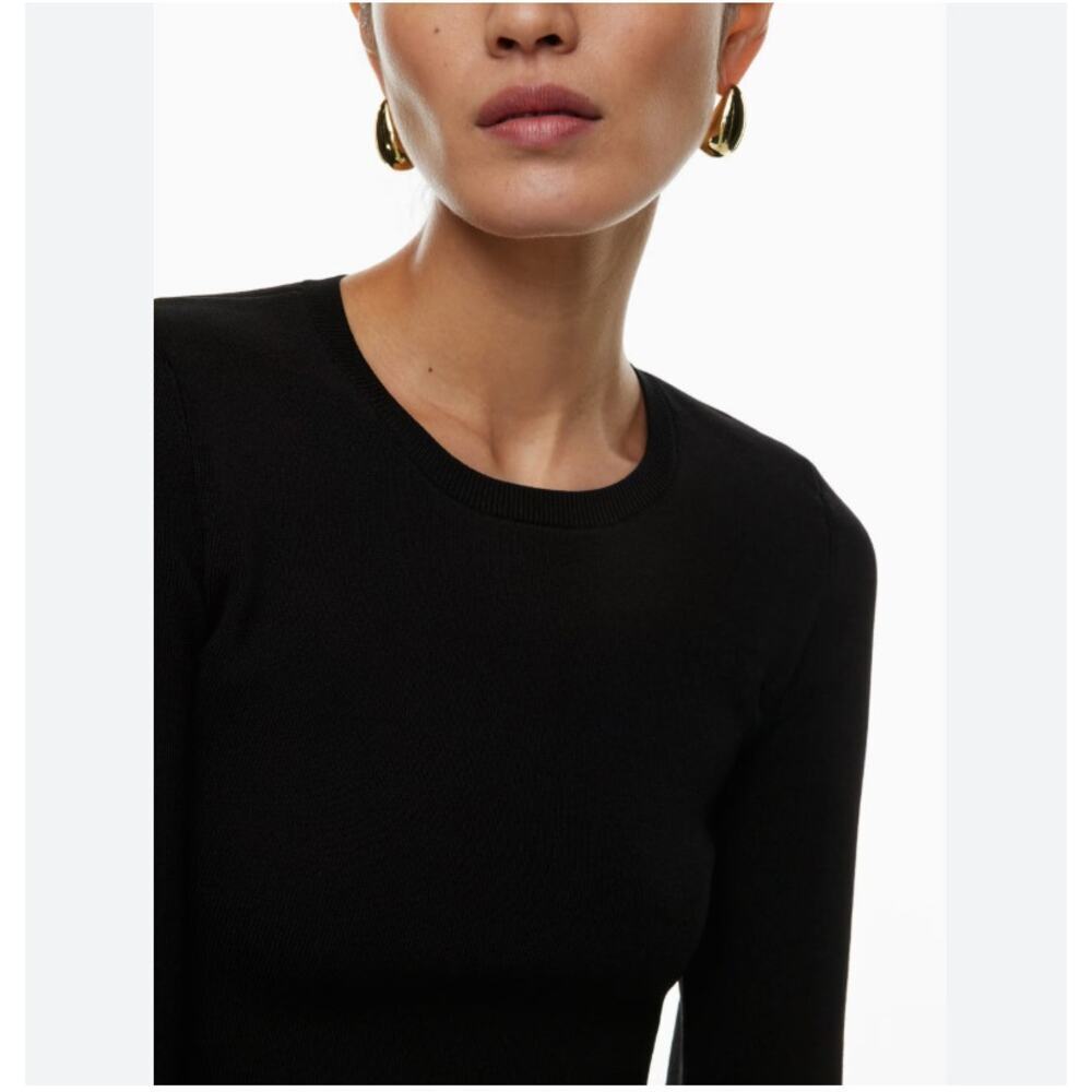Babaton Waldorf Sculpt Knit Black Long-Sleeve Crewneck Top Shirt NWT Size Small - Picture 10 of 16
